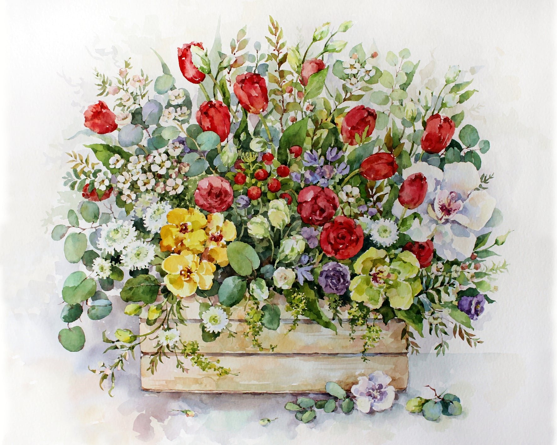Paint by Numbers 40x50 cm | Bouquet with Red Tulips (MG2183e) – Painting by numbers | Varvikas.Shop