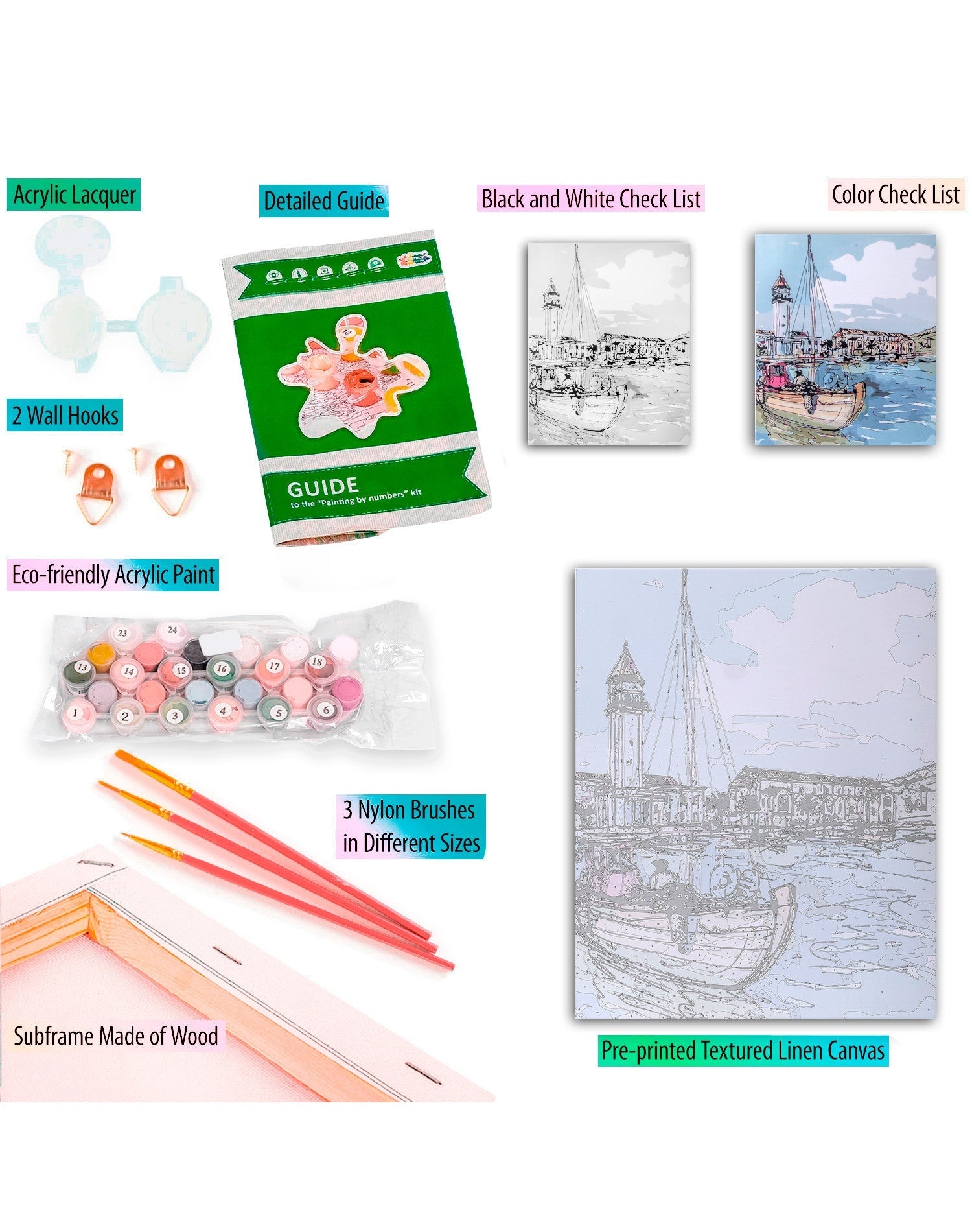 Paint by Numbers 40x50 cm | Coastal Town (MG2097e) – Painting by numbers | Varvikas.Shop
