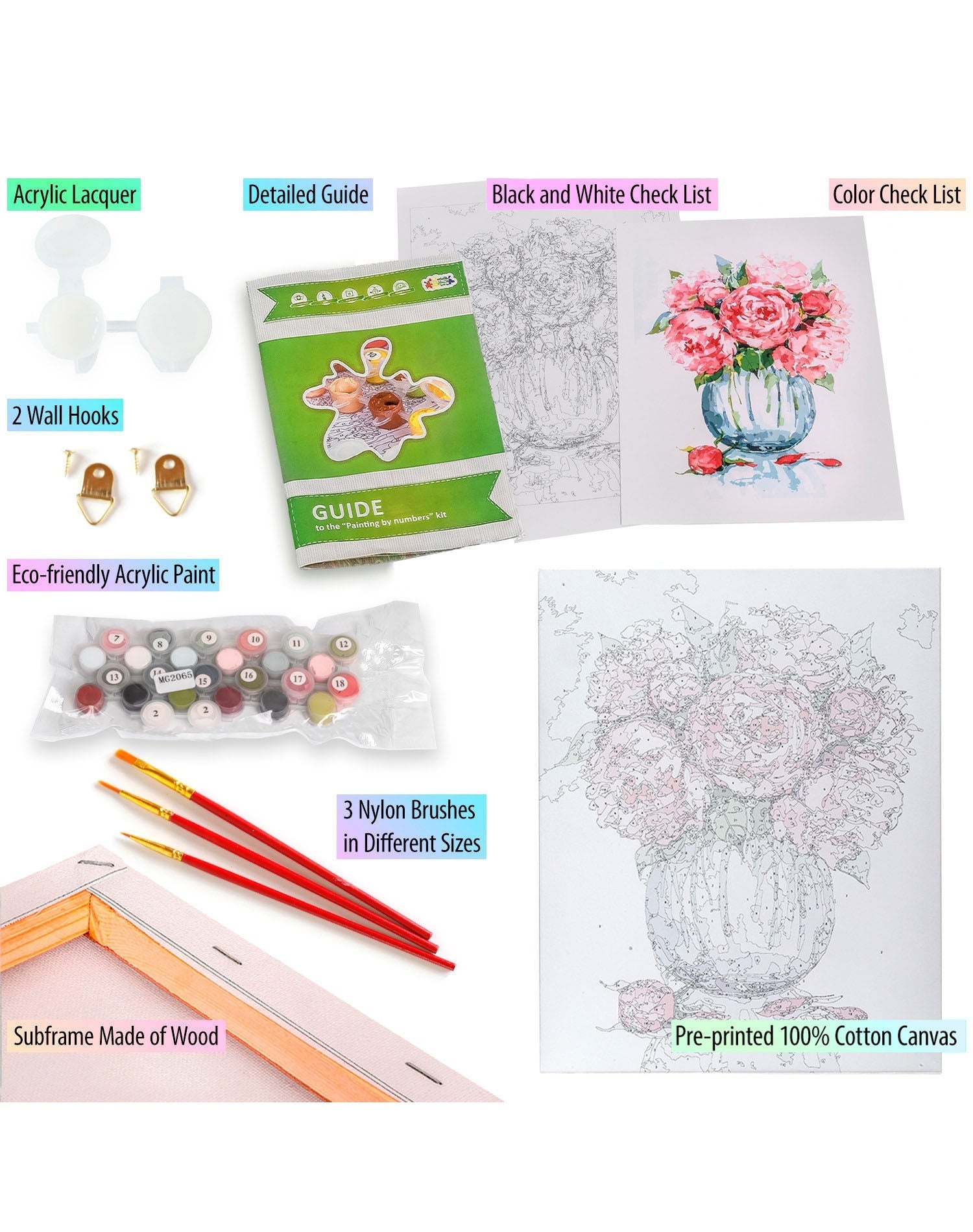 Paint by Numbers 40x50 cm | Gentle peonies (MG2065e) – Painting by numbers | Varvikas.Shop