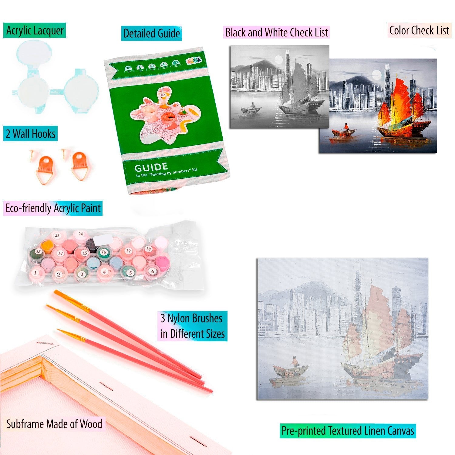Paint by Numbers 40x50 cm | Hong Kong by Night (MG2164e) – Painting by numbers | Varvikas.Shop