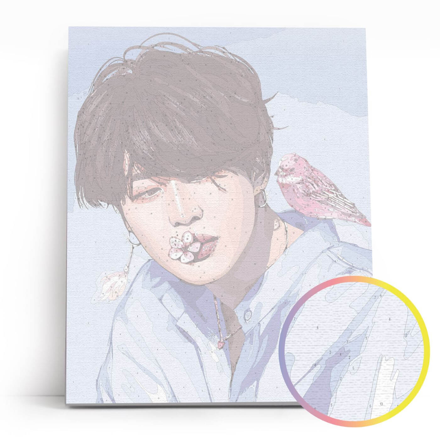 Paint by Numbers 40x50 cm | Jimin with a bird (MG2478e) – Painting by numbers | Varvikas.Shop
