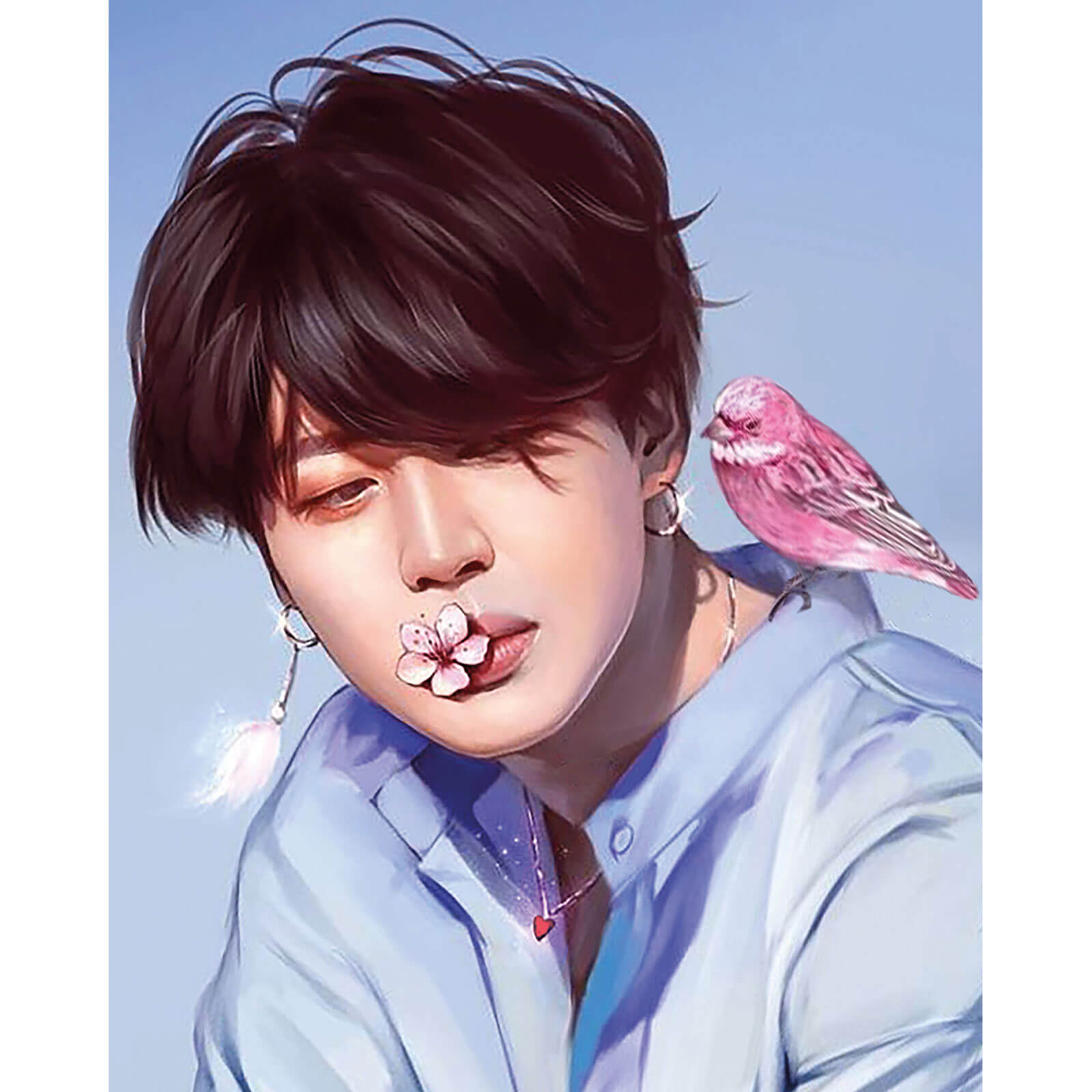 Paint by Numbers 40x50 cm | Jimin with a bird (MG2478e) – Painting by numbers | Varvikas.Shop