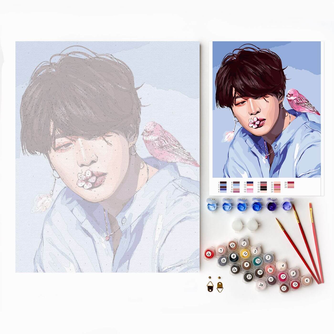 Paint by Numbers 40x50 cm | Jimin with a bird (MG2478e) – Painting by numbers | Varvikas.Shop