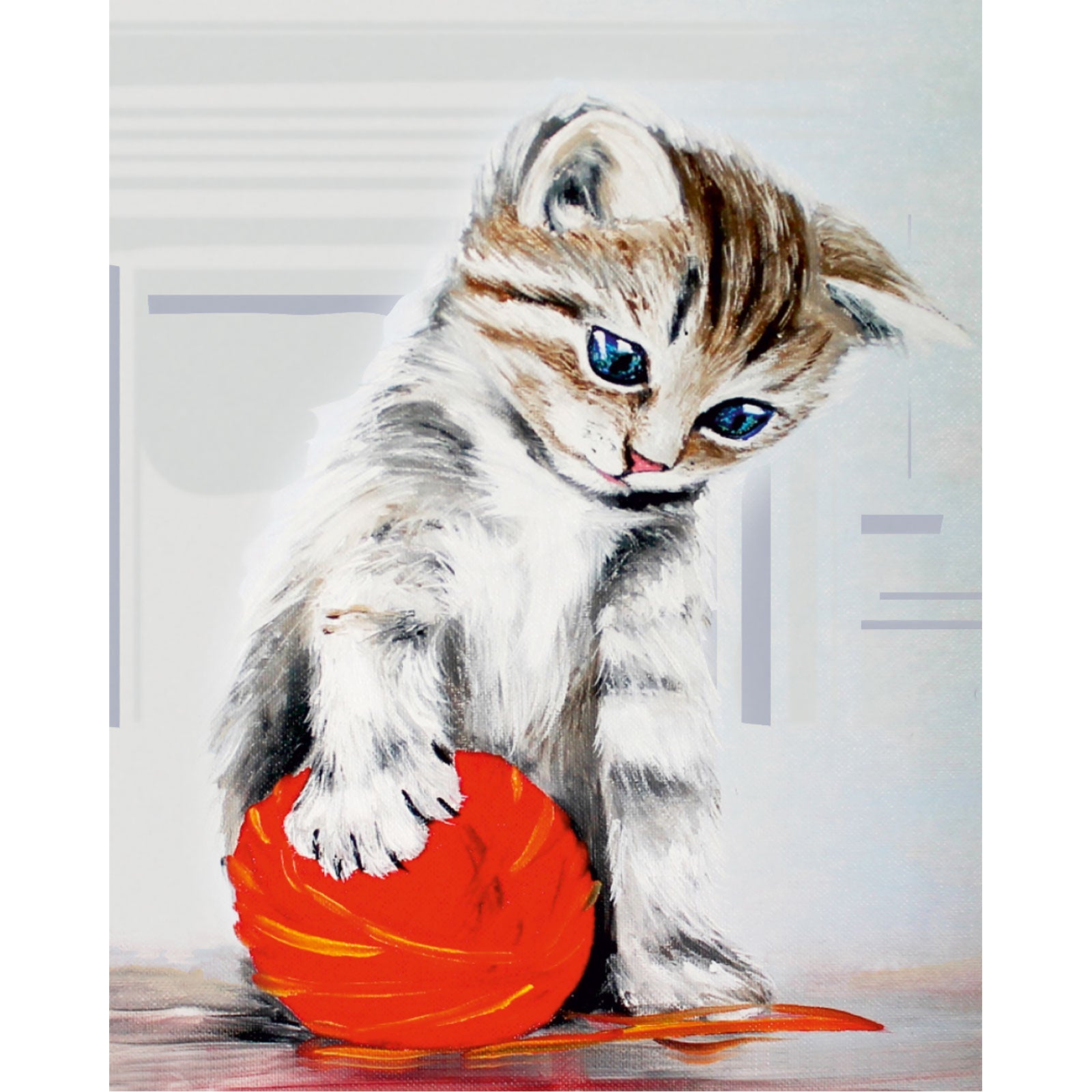 Paint by Numbers 40x50 cm | Kitten with a red clew (MG2075e) – Painting by numbers | Varvikas.Shop