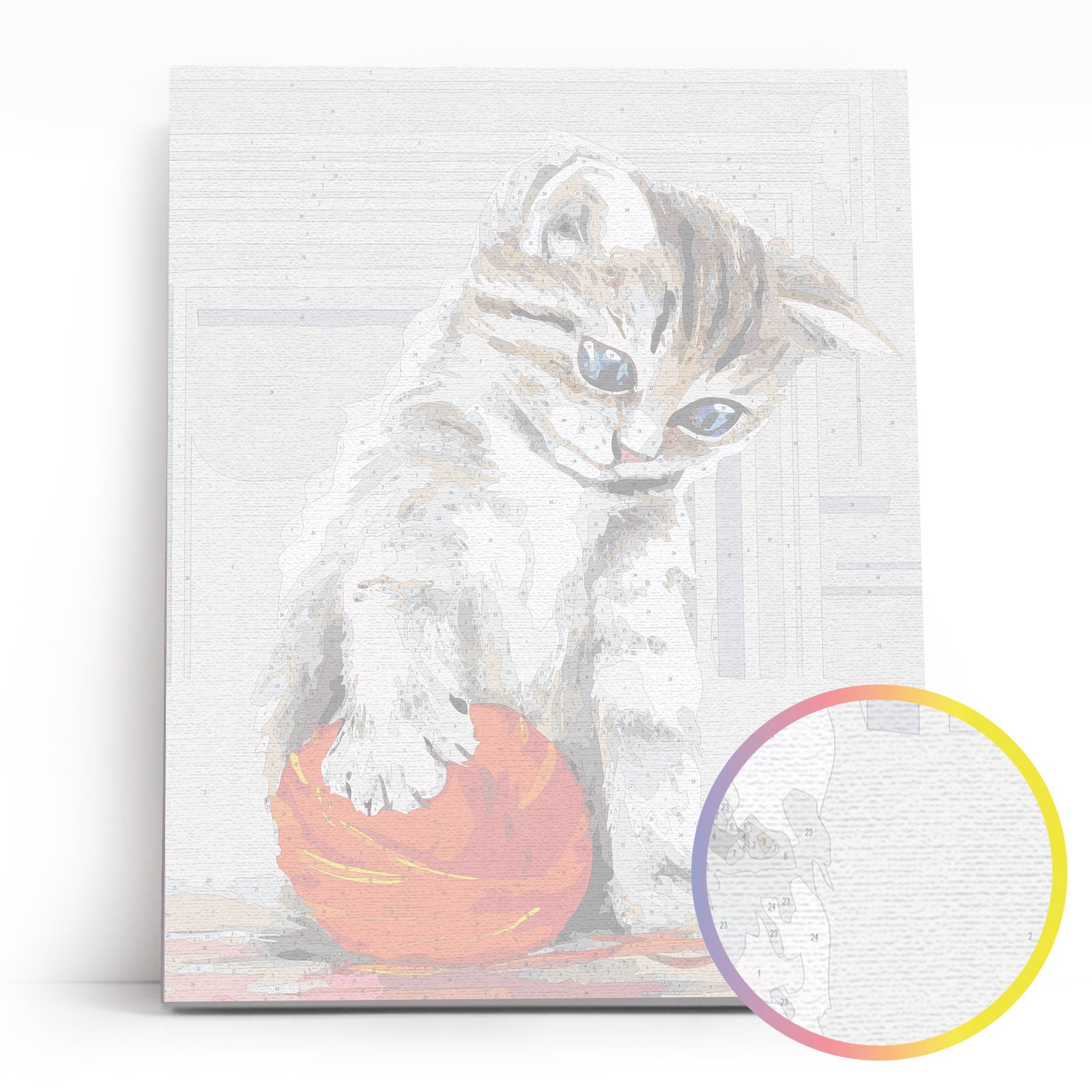 Paint by Numbers 40x50 cm | Kitten with a red clew (MG2075e) – Painting by numbers | Varvikas.Shop