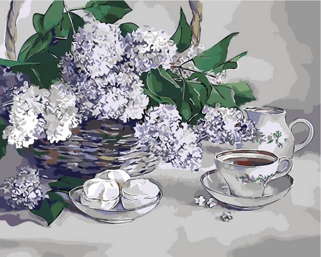 Paint by Numbers 40x50 cm | Lilac basket (MG2082e) – Painting by numbers | Varvikas.Shop