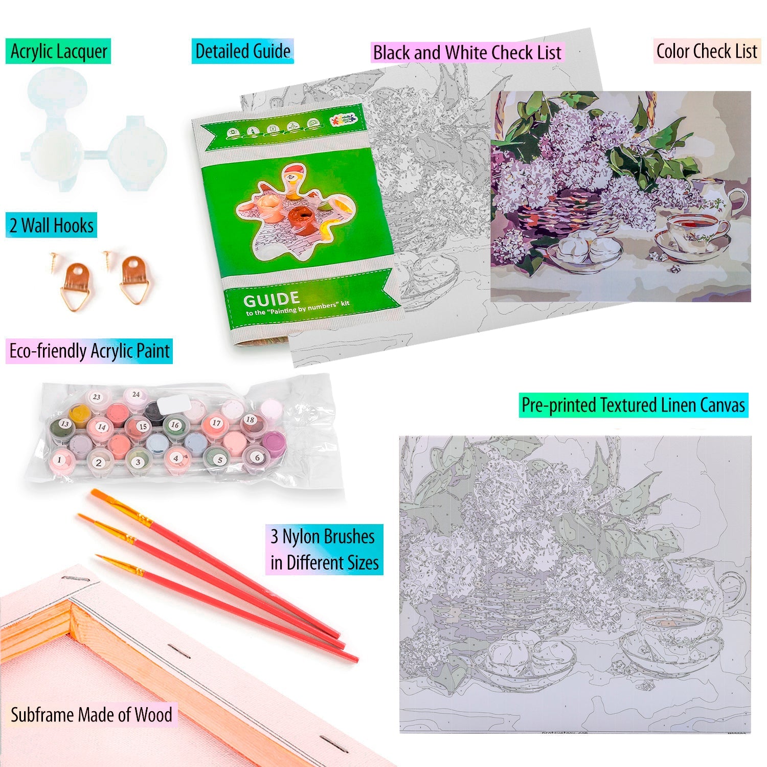 Paint by Numbers 40x50 cm | Lilac basket (MG2082e) – Painting by numbers | Varvikas.Shop
