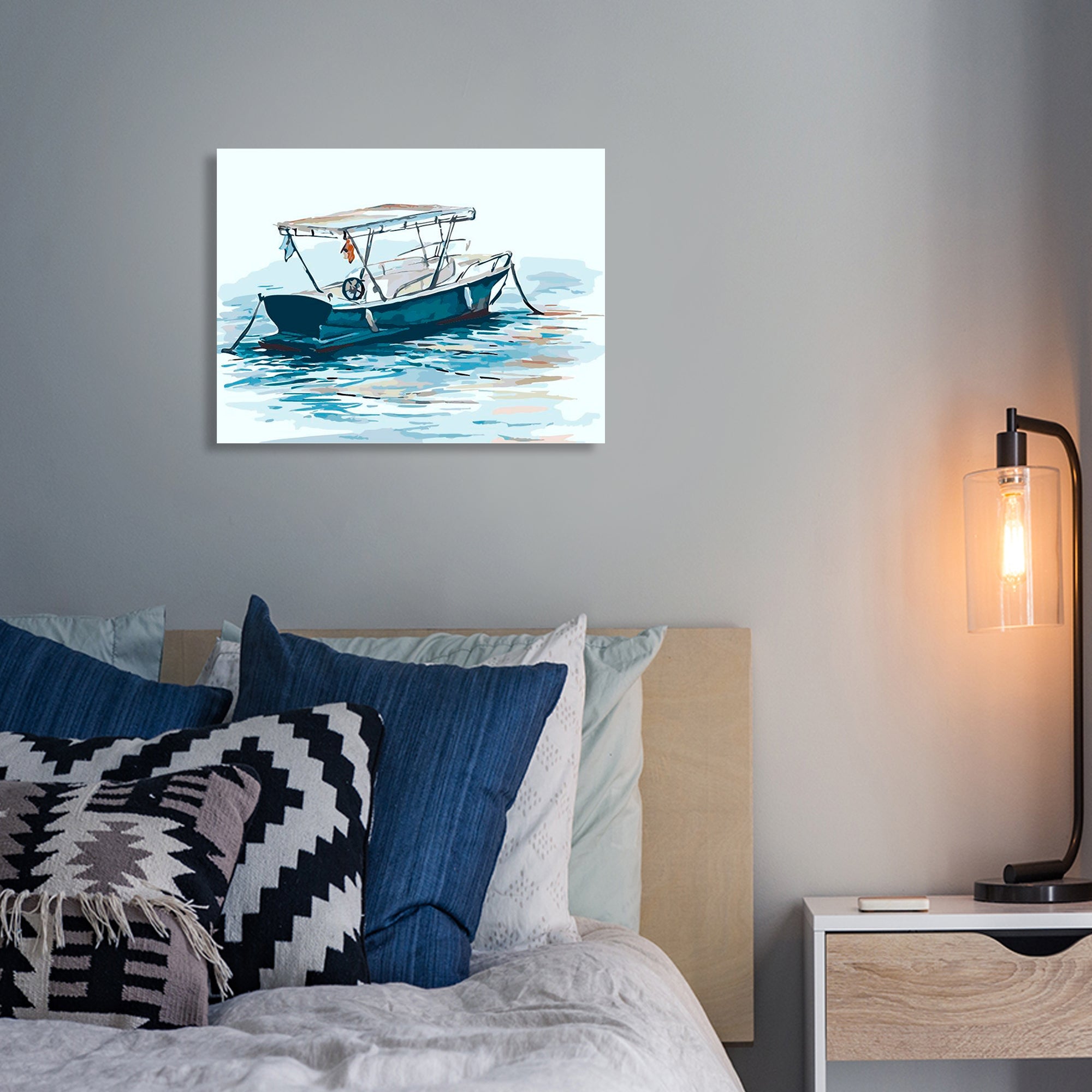 Paint by Numbers 40x50 cm | Lonely Boat (MG2078e) – Painting by numbers | Varvikas.Shop
