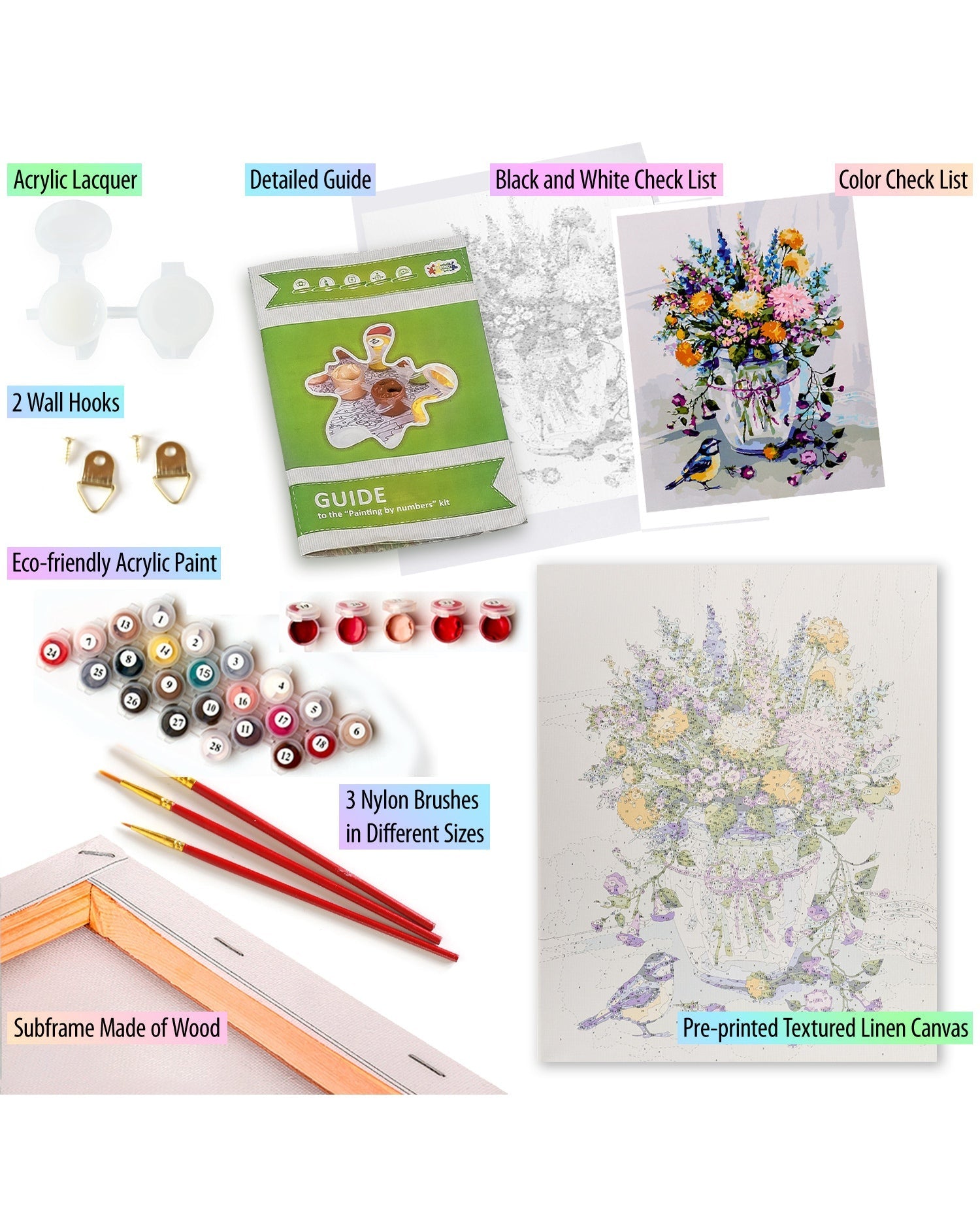 Paint by Numbers 40x50 cm | Meadow Flowers Bouquet (MG2184e) – Painting by numbers | Varvikas.Shop