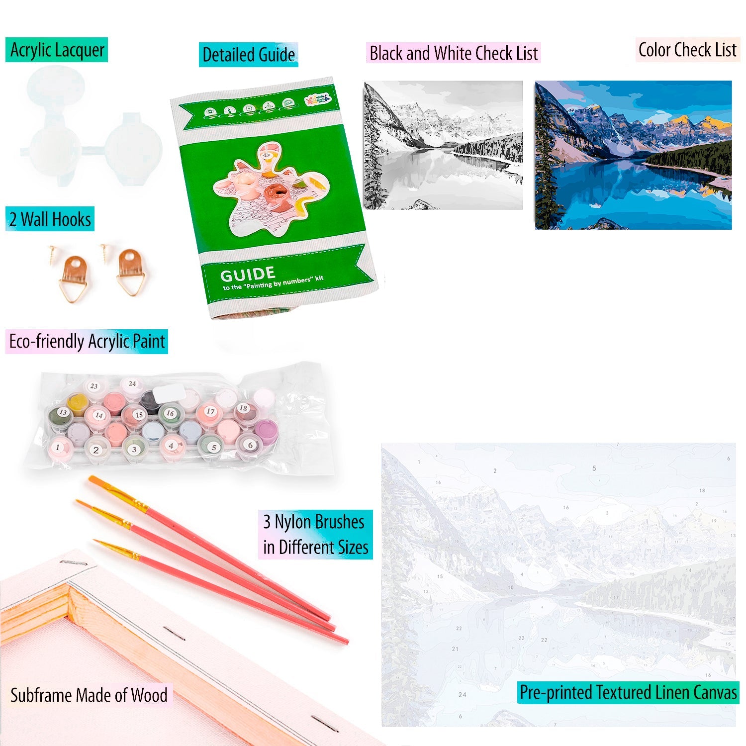 Paint by Numbers 40x50 cm | Mountain River (MG2134e) – Painting by numbers | Varvikas.Shop