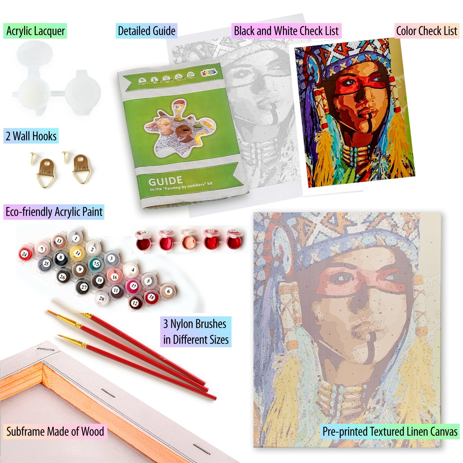 Paint by Numbers 40x50 cm | Native American Woman (MG2145e) – Painting by numbers | Varvikas.Shop