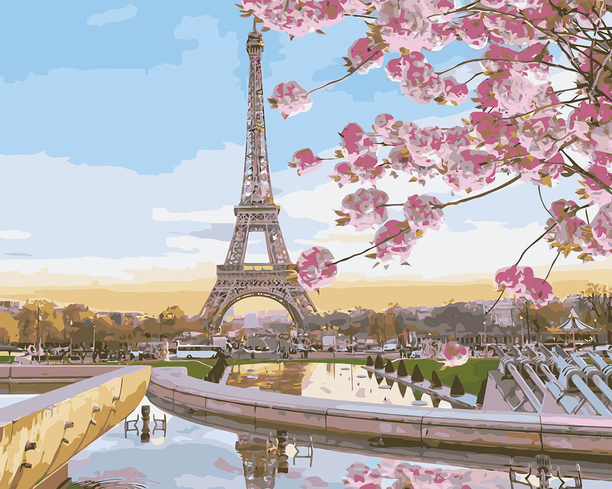 Paint by Numbers 40x50 cm | Paris in Blossom (MG2133e) – Painting by numbers | Varvikas.Shop