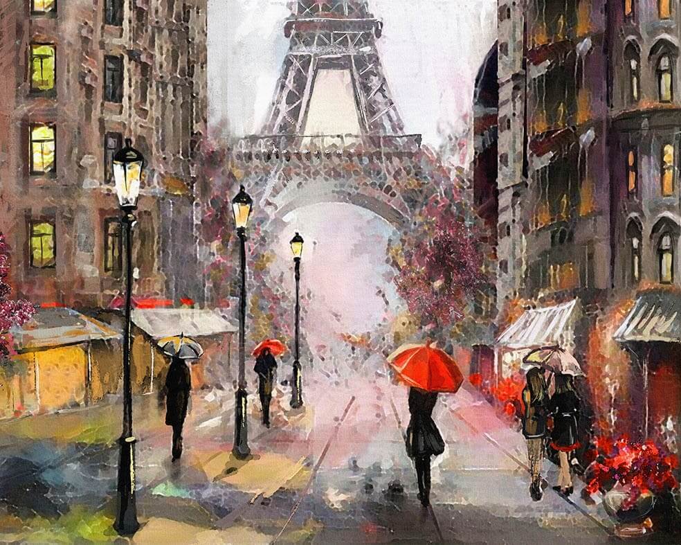 Paint by Numbers 40x50 cm | Paris in the Rain (MG2160e) – Painting by numbers | Varvikas.Shop