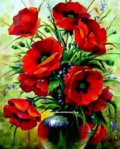 Paint by Numbers 40x50 cm | Poppies Bouquet (MG2142e) – Painting by numbers | Varvikas.Shop