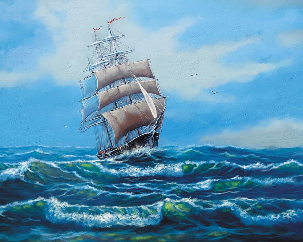 Paint by Numbers 40x50 cm | Ship with white sails (MG2410e) – Painting by numbers | Varvikas.Shop