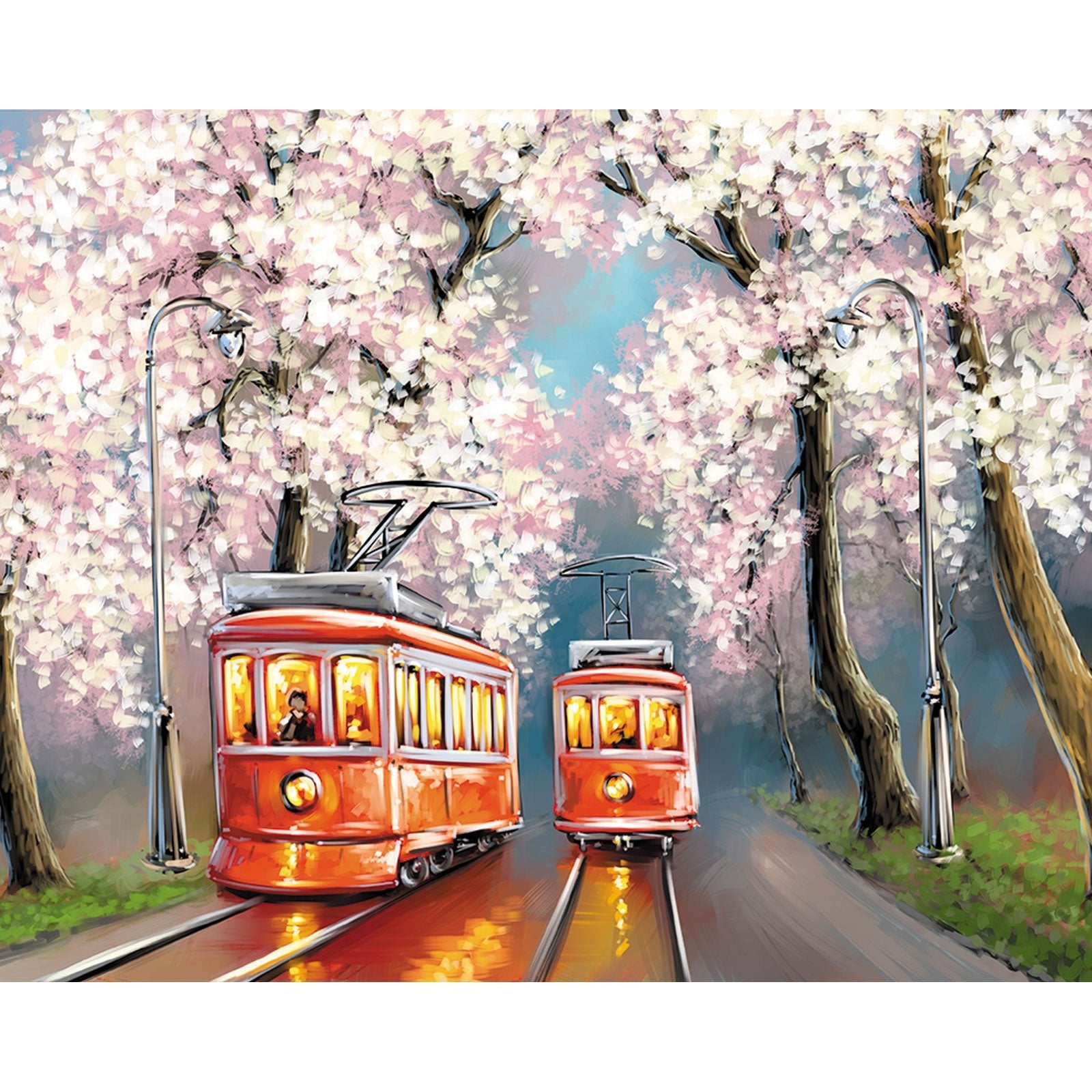 Paint by Numbers 40x50 cm | Spring trams (MG2418e) – Painting by numbers | Varvikas.Shop