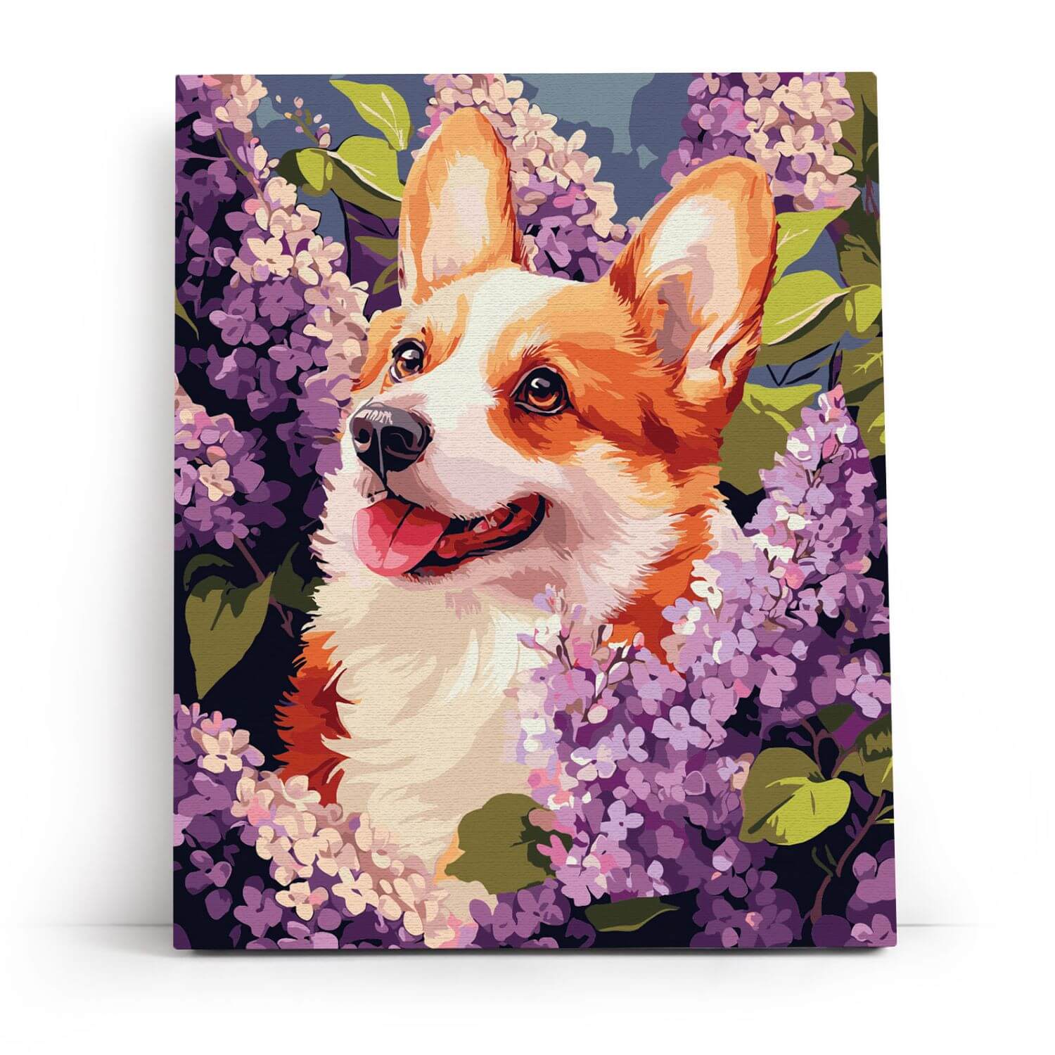 Paint by Numbers 40x50 cm | Springtime Corgi (MG2507e) – Painting by numbers | Varvikas.Shop