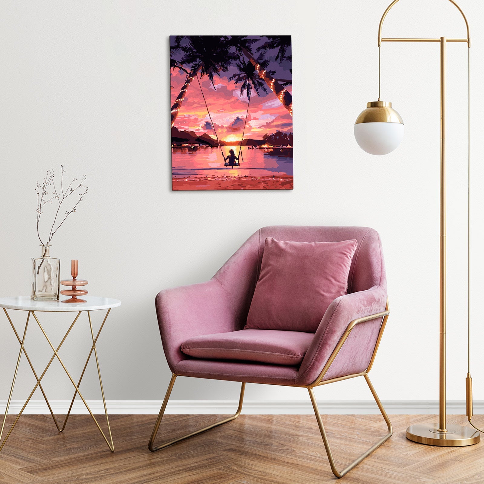 Paint by Numbers 40x50 cm | Swing in sunset (MG2483e) – Painting by numbers | Varvikas.Shop