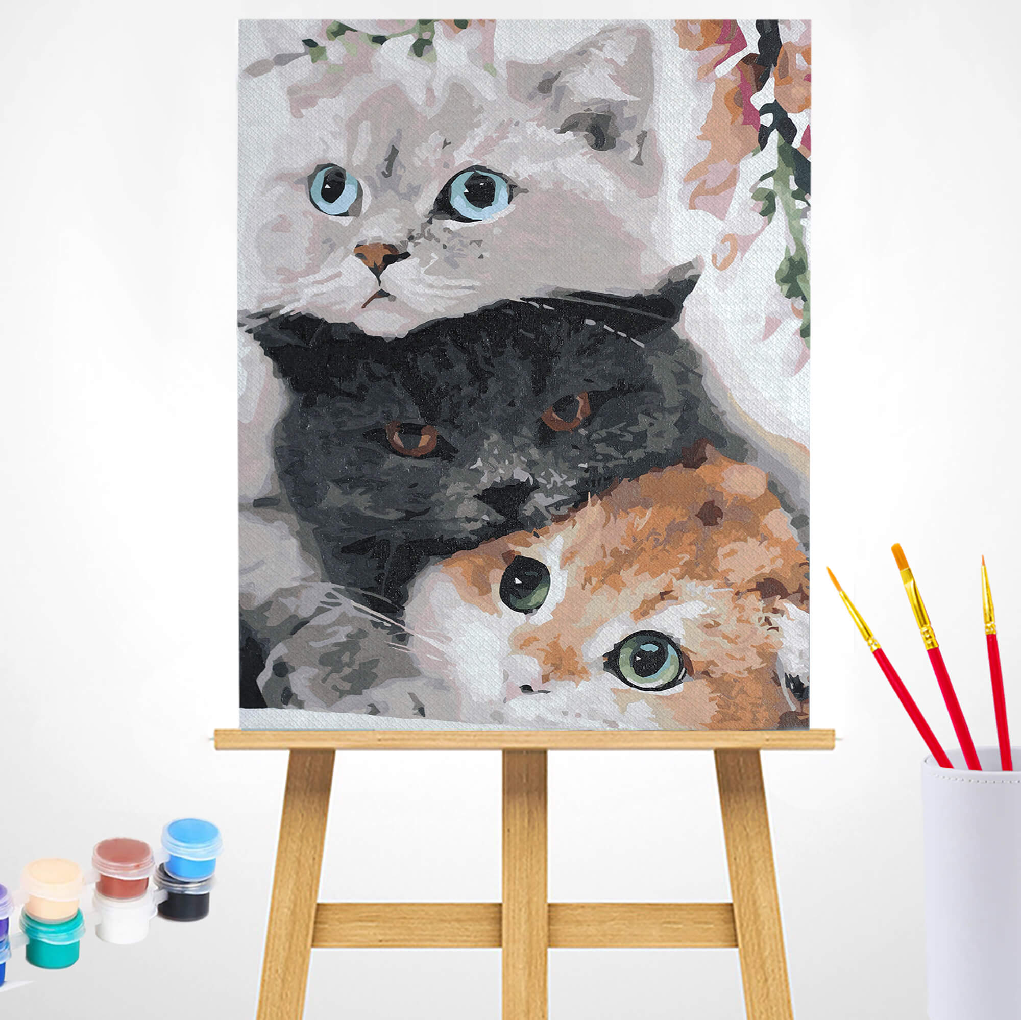 Paint by Numbers 40x50 cm | Three Kittens (MG2431e) – Painting by numbers | Varvikas.Shop