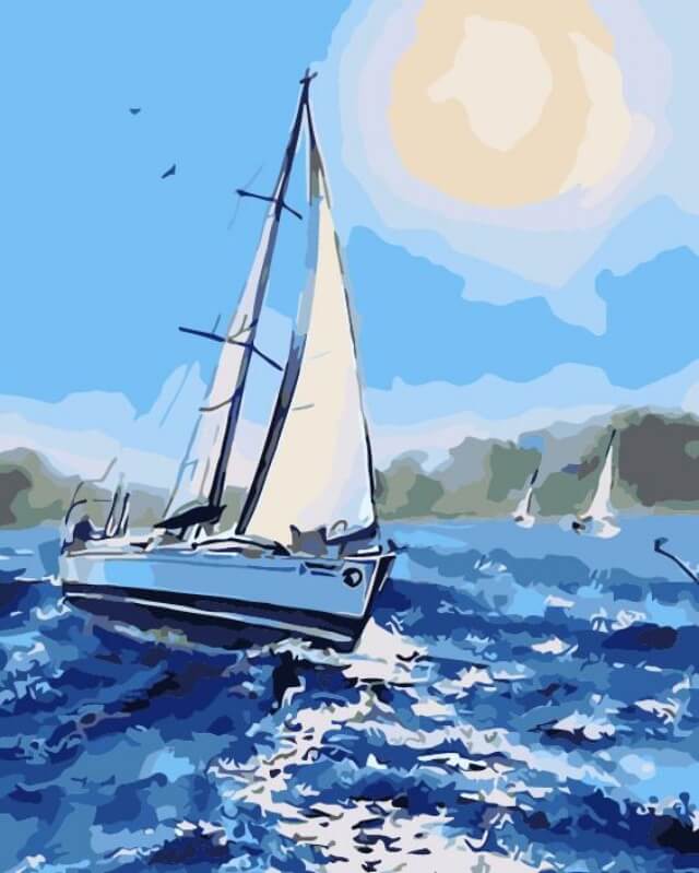 Paint by Numbers 40x50 cm | Under the white sail (MG2085e) – Painting by numbers | Varvikas.Shop