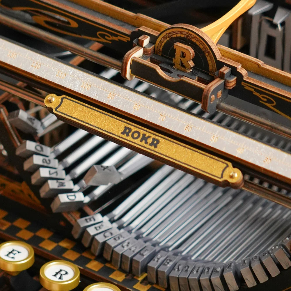 3D Wooden Mechanical Puzzle Kit, Mechanical Typewriter (Classic Version) (LK703Be)