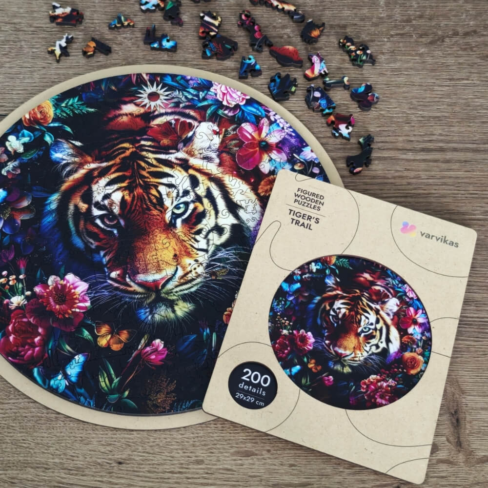 Wooden Jigsaw Puzzle 200 pcs | Tiger's Trail (PW043e) – Wooden puzzles | Varvikas.Shop