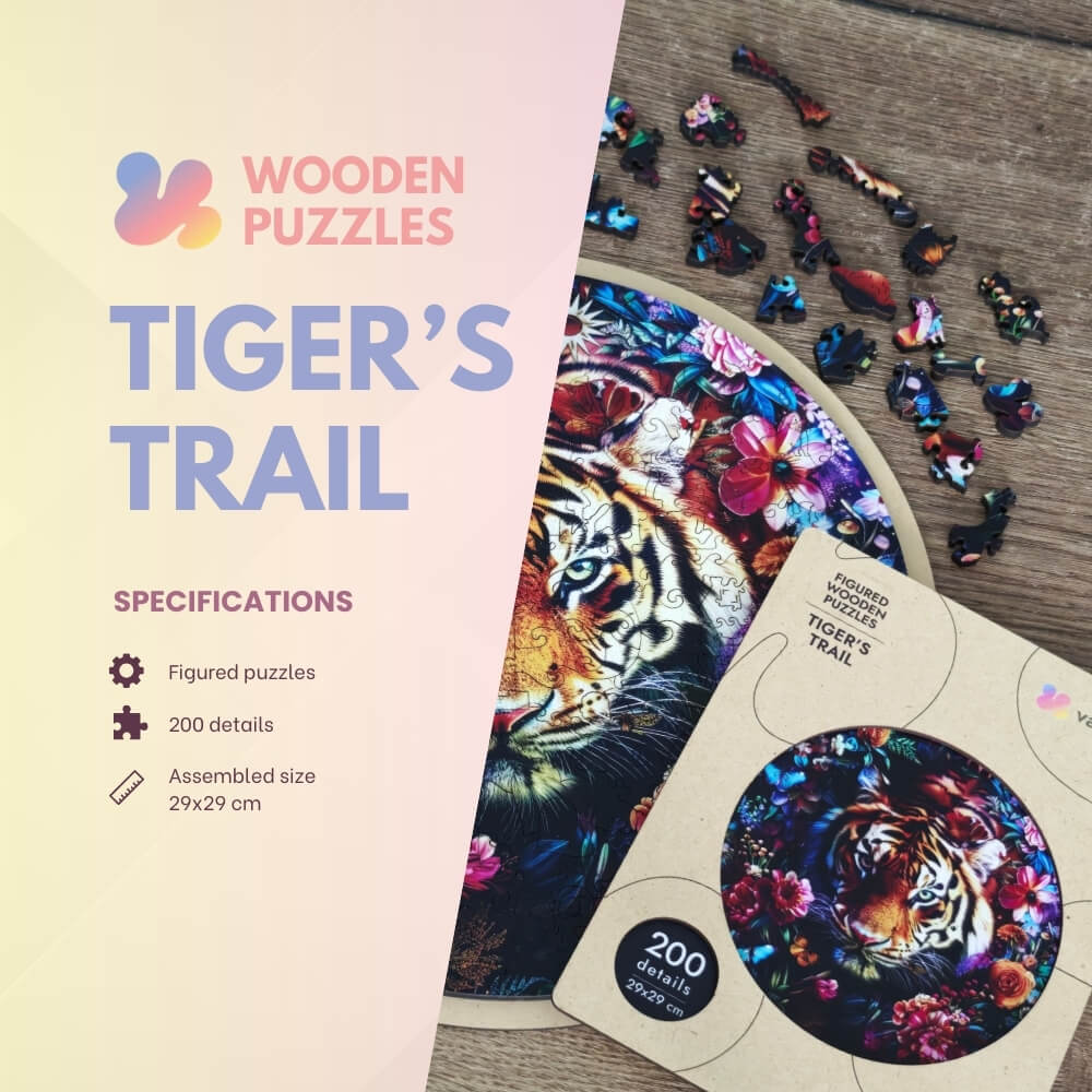 Wooden Jigsaw Puzzle 200 pcs | Tiger's Trail (PW043e) – Wooden puzzles | Varvikas.Shop