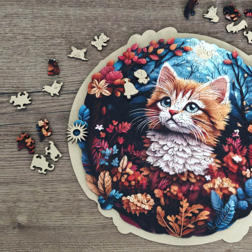 Wooden Jigsaw Puzzle 200 pcs | Wilderness Kitten (PW038e) – Wooden puzzles | Varvikas.Shop