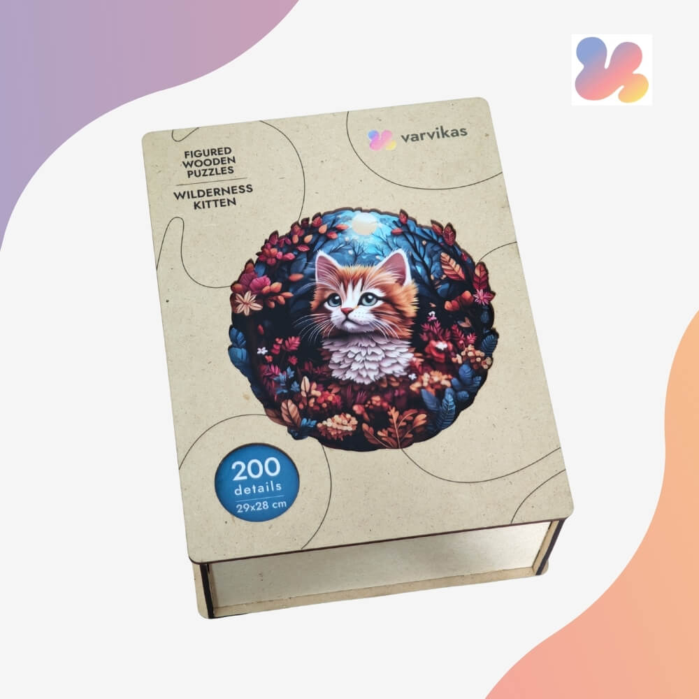 Wooden Jigsaw Puzzle 200 pcs | Wilderness Kitten (PW038e) – Wooden puzzles | Varvikas.Shop
