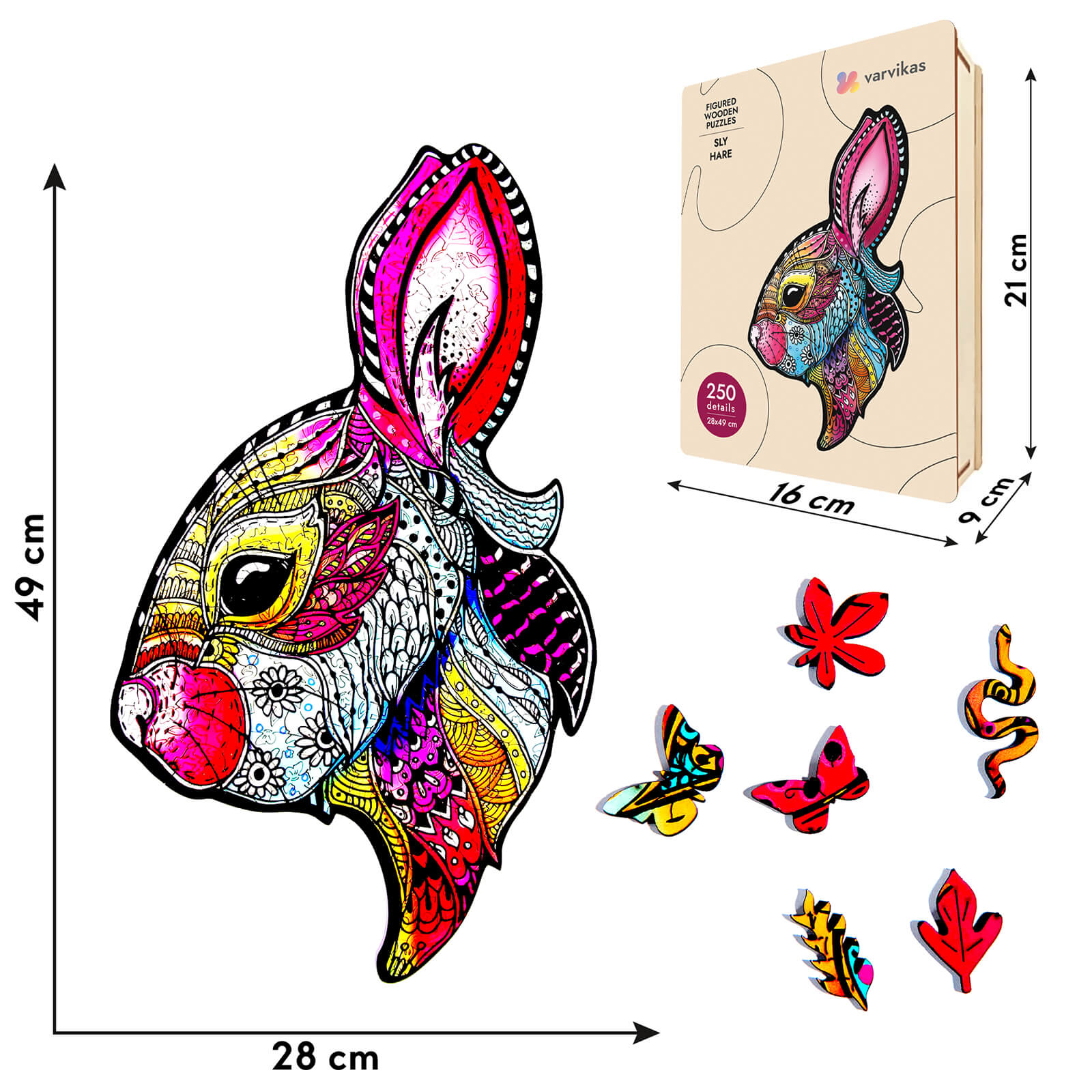 Wooden Jigsaw Puzzle 250 pcs | Sly Hare (PW003e) – Wooden puzzles | Varvikas.Shop