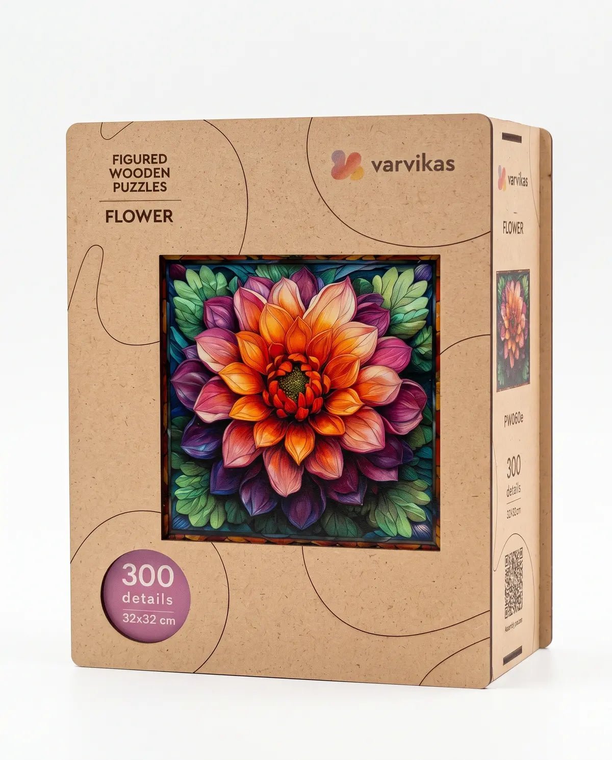 Wooden Jigsaw Puzzle 300 pcs, Flower (PW060e) – Wooden puzzles | Varvikas