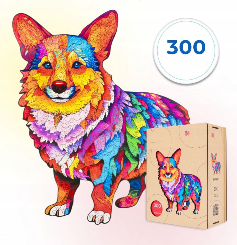 Wooden Jigsaw Puzzle 300 pcs | Puppy Corgi (PW032e) – Wooden puzzles | Varvikas.Shop