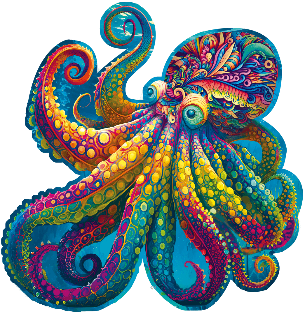 Wooden Jigsaw Puzzle 300 pcs | Rainbow Octopus (PW019e) – Wooden puzzles | Varvikas.Shop