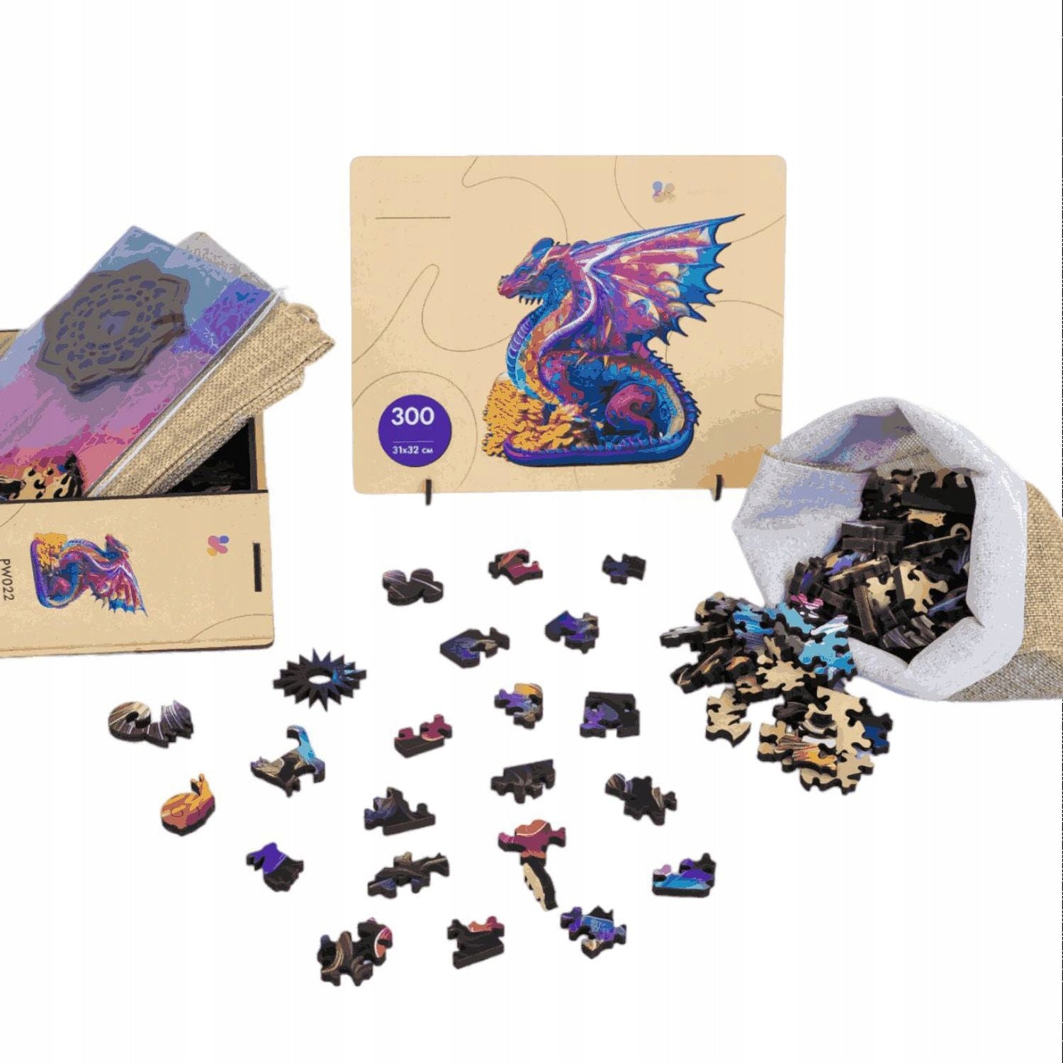 Wooden Jigsaw Puzzle 300 pcs | Winged Dragon (PW022e) – Wooden puzzles | Varvikas.Shop