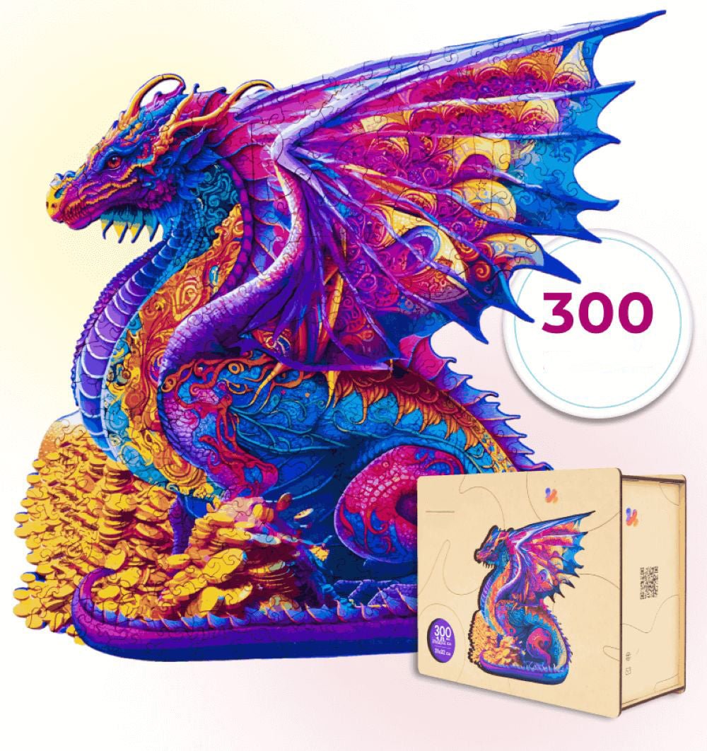 Wooden Jigsaw Puzzle 300 pcs | Winged Dragon (PW022e) – Wooden puzzles | Varvikas.Shop