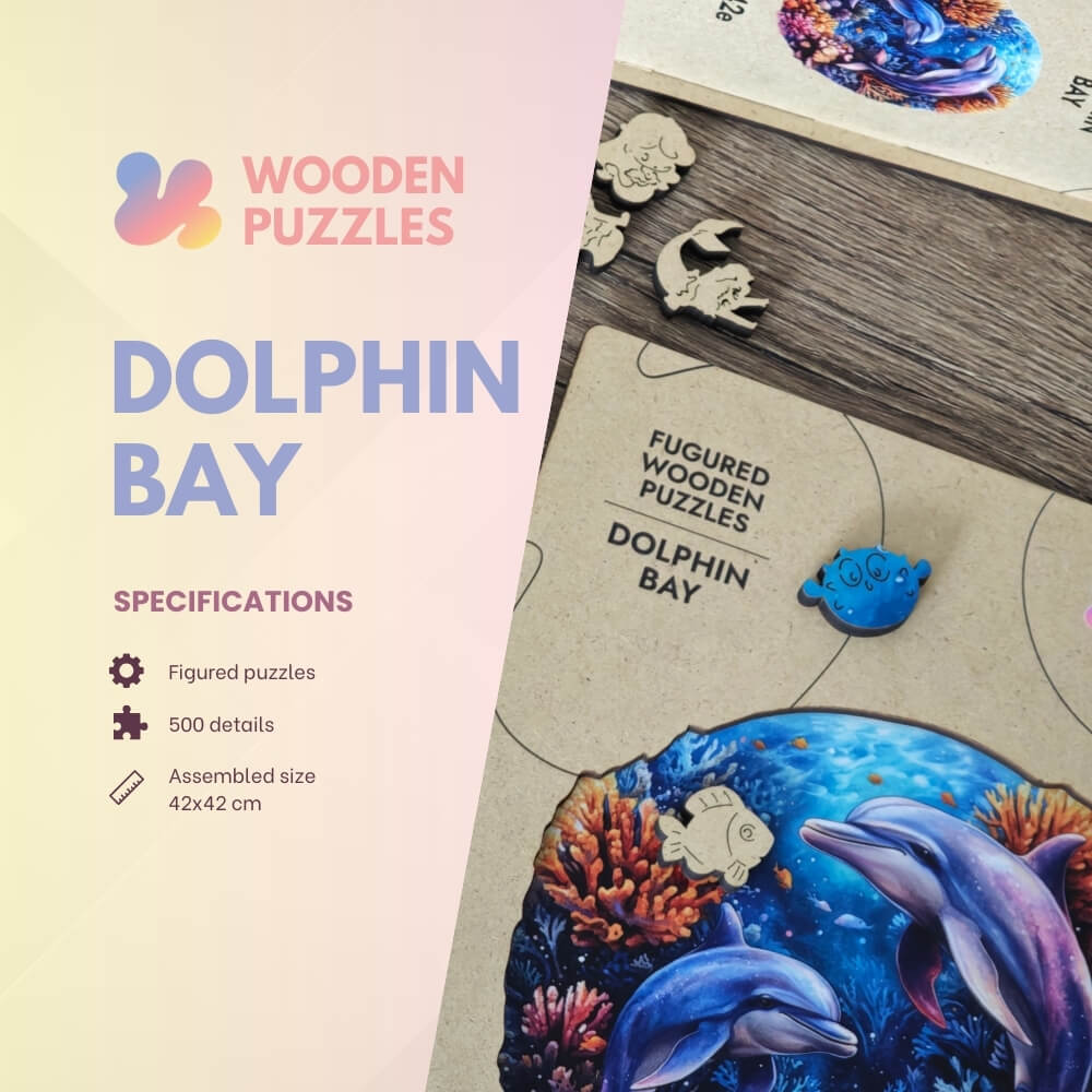 Wooden Jigsaw Puzzle 500 pcs | Dolphin Bay (PW042e) – Wooden puzzles | Varvikas.Shop