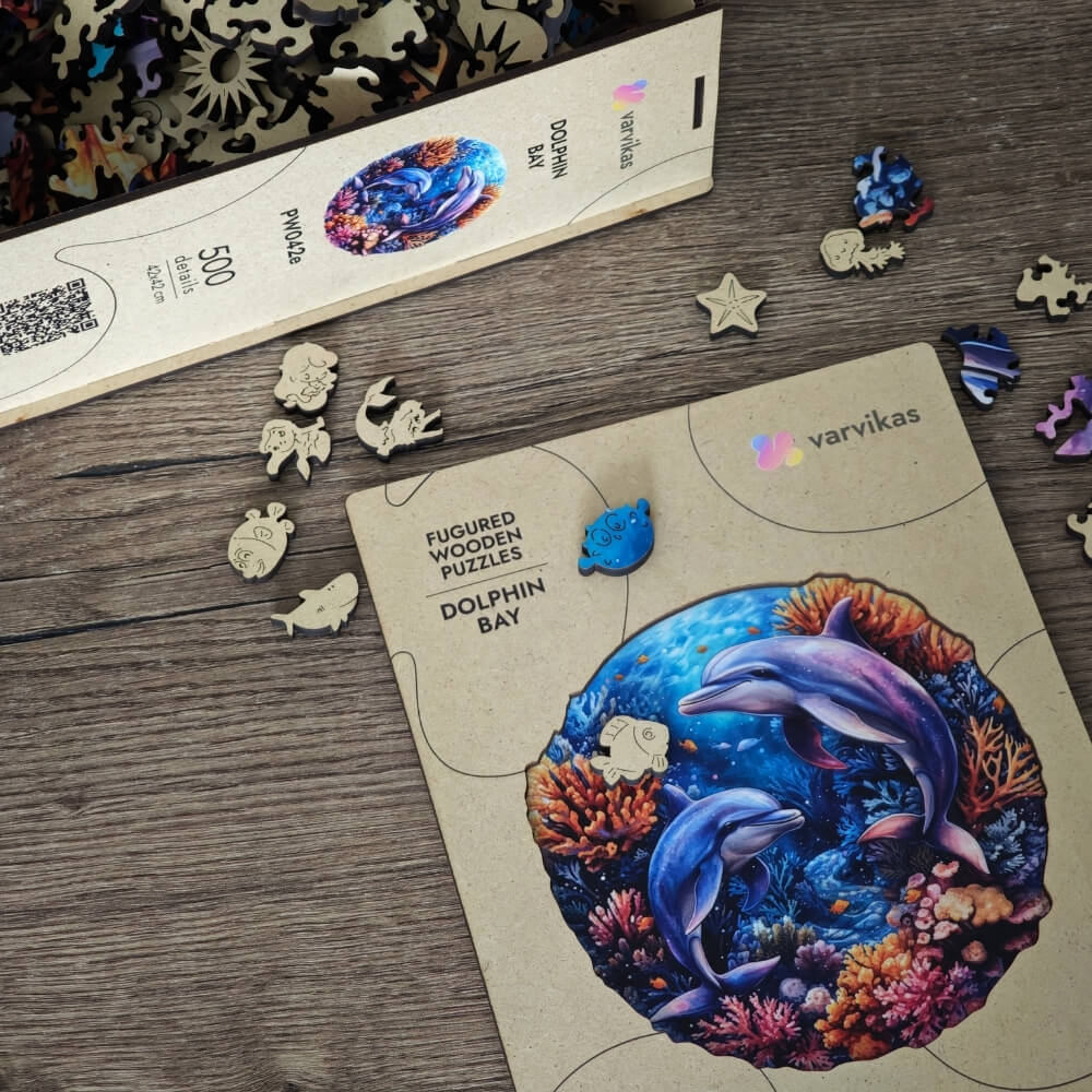 Wooden Jigsaw Puzzle 500 pcs | Dolphin Bay (PW042e) – Wooden puzzles | Varvikas.Shop