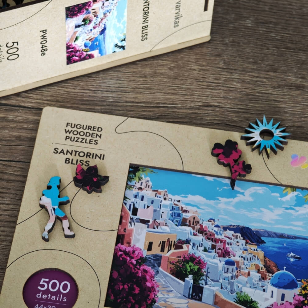 Wooden Jigsaw Puzzle 500 pcs | Santorini Bliss (PW048e) – Wooden puzzles | Varvikas.Shop