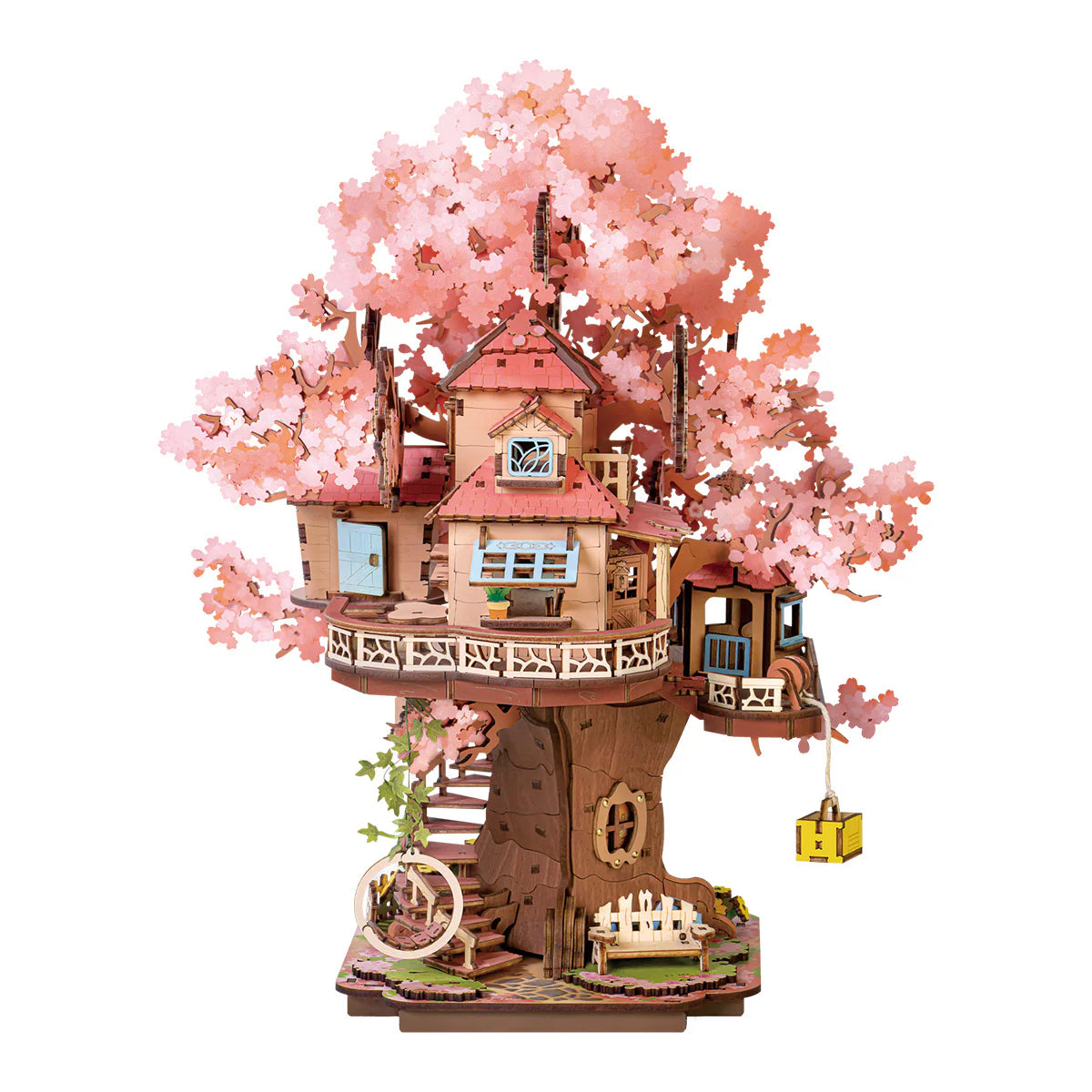 3D Wooden Mechanical Puzzle Kit, Sakura Tree House (TGS04)