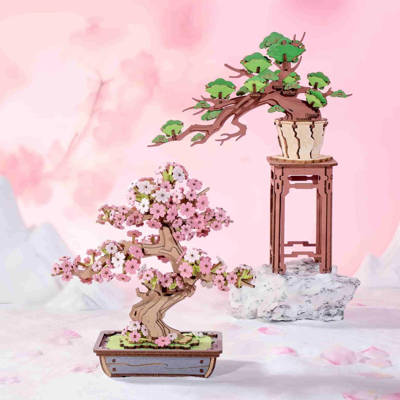3D Wooden Mechanical Puzzle Kit, Sakura Bonsai (TG415e) – Wooden constructors | Varvikas