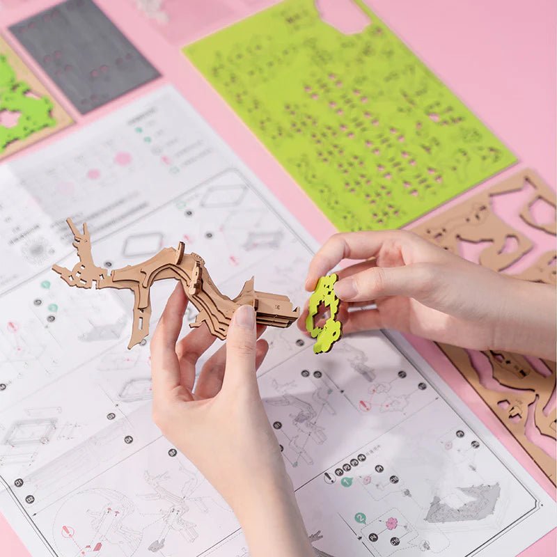 3D Wooden Mechanical Puzzle Kit, Sakura Bonsai (TG415e) – Wooden constructors | Varvikas