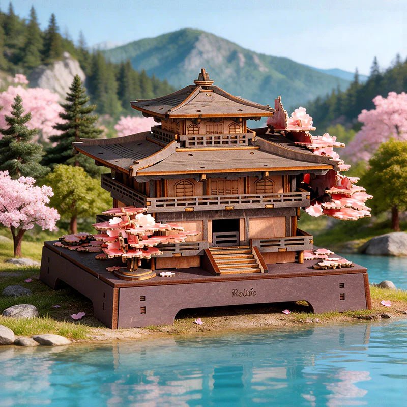 3D Wooden Mechanical Puzzle Kit, Sakura Pavilion (TGA07) – Wooden constructors | Varvikas