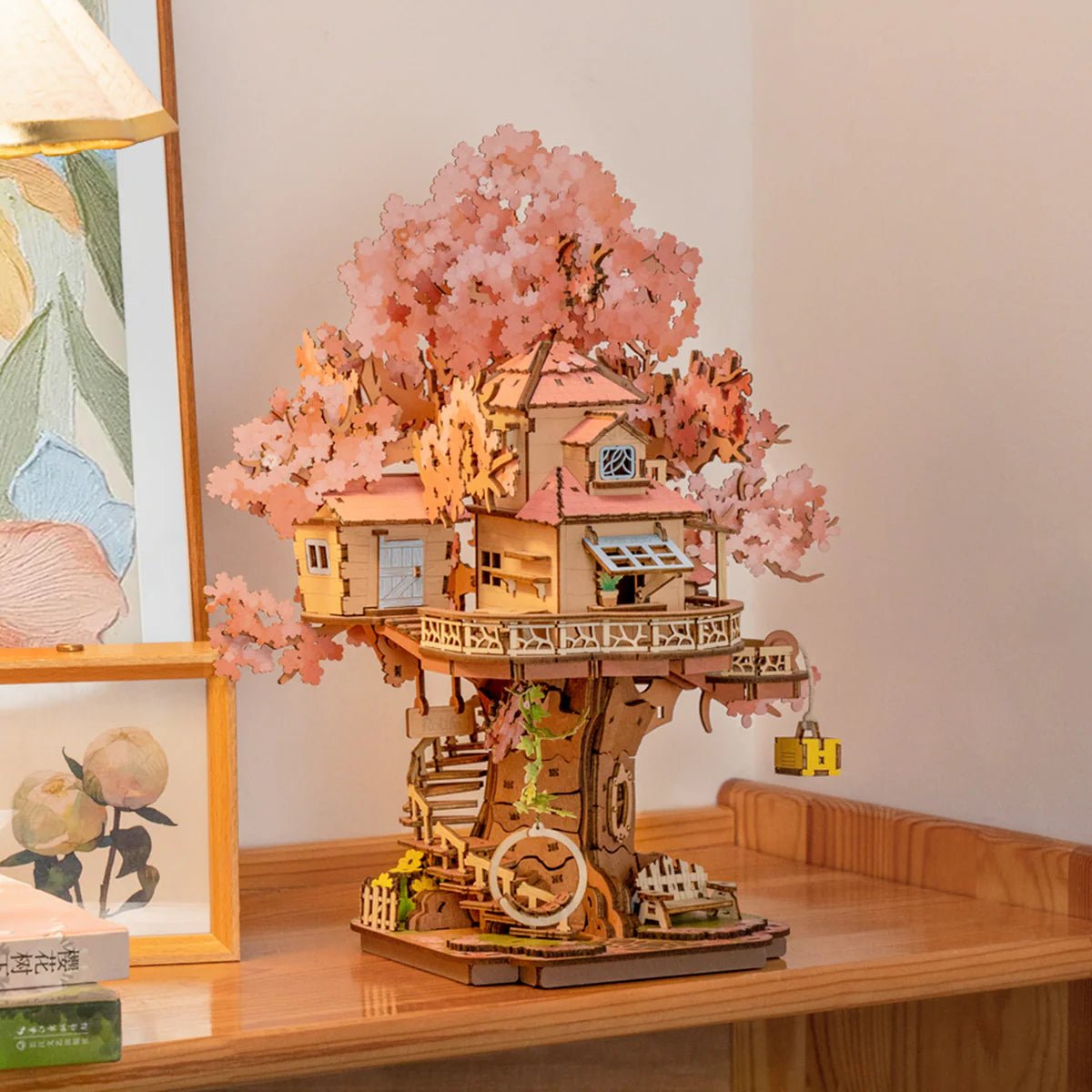 3D Wooden Mechanical Puzzle Kit, Sakura Tree House (TGS04) – Wooden constructors | Varvikas