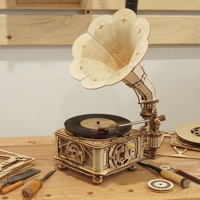 3D Wooden Model Kit | Classical Gramophone (RK010e) – Wooden constructors | Varvikas.Shop
