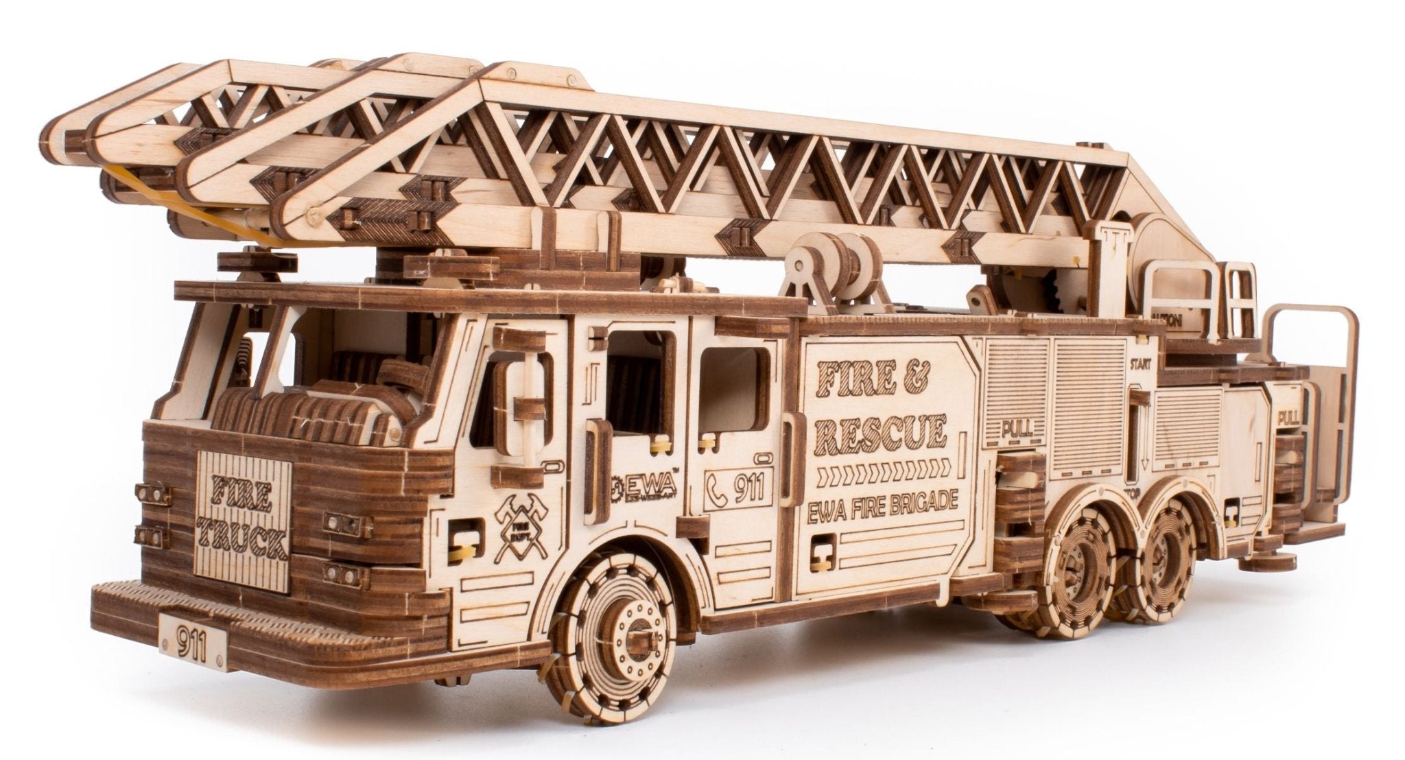 3D Wooden Model Kit | Fire Truck (BEW009e) – Wooden constructors | Varvikas.Shop