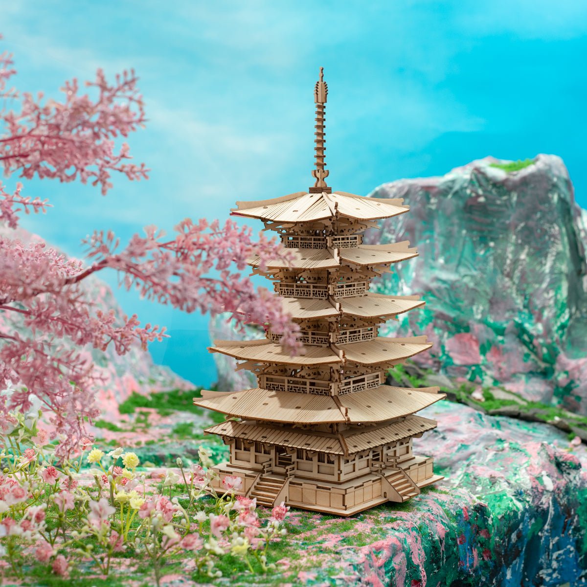 3D Wooden Model Kit | Five - storied Pagoda (RK013e) – Wooden constructors | Varvikas.Shop