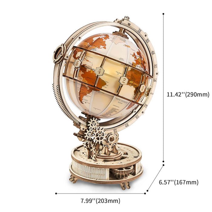3D Wooden Mechanical Puzzle Kit, Luminous Globe (RK009e
