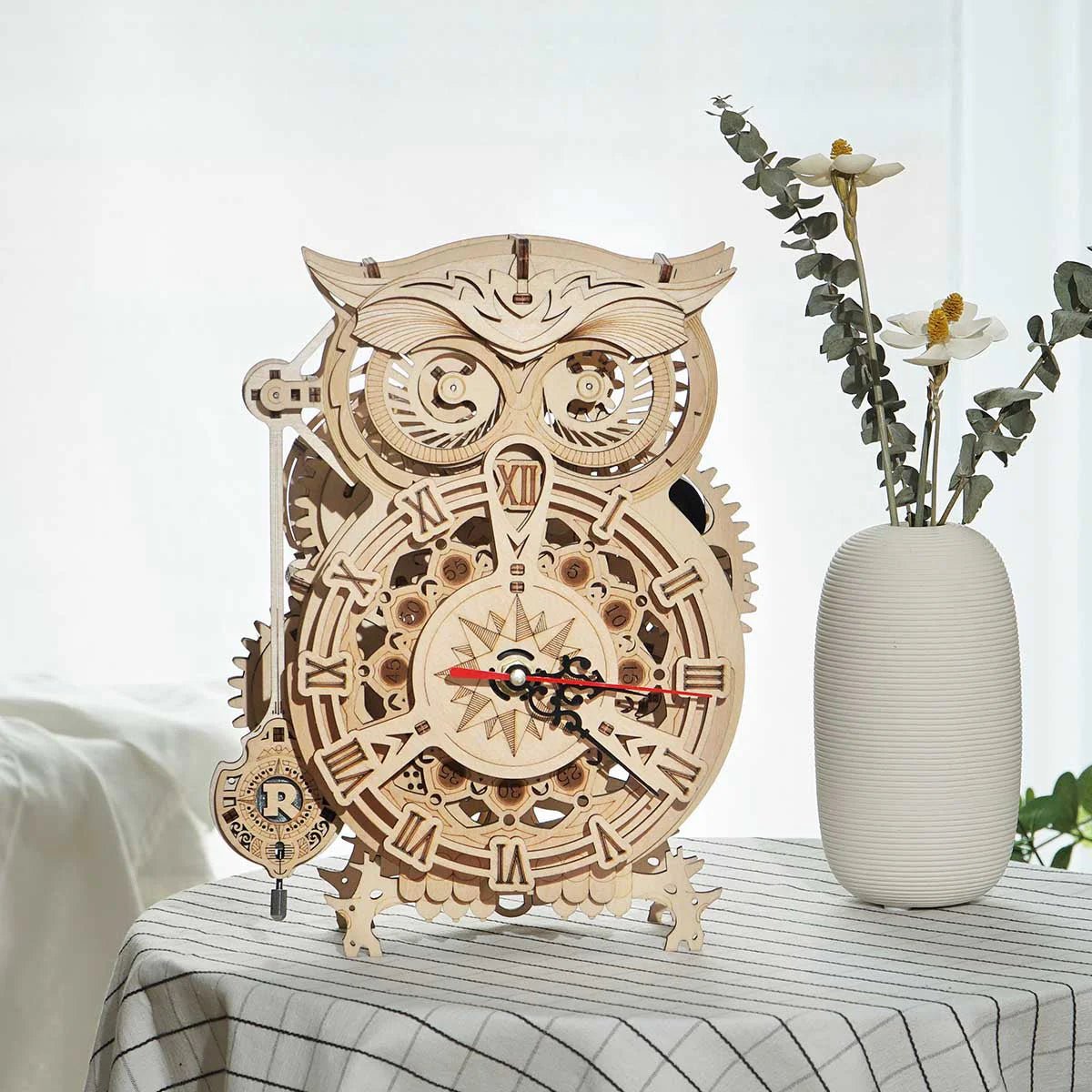 3D Wooden Model Kit | Owl Clock (RK004e) – Wooden constructors | Varvikas.Shop