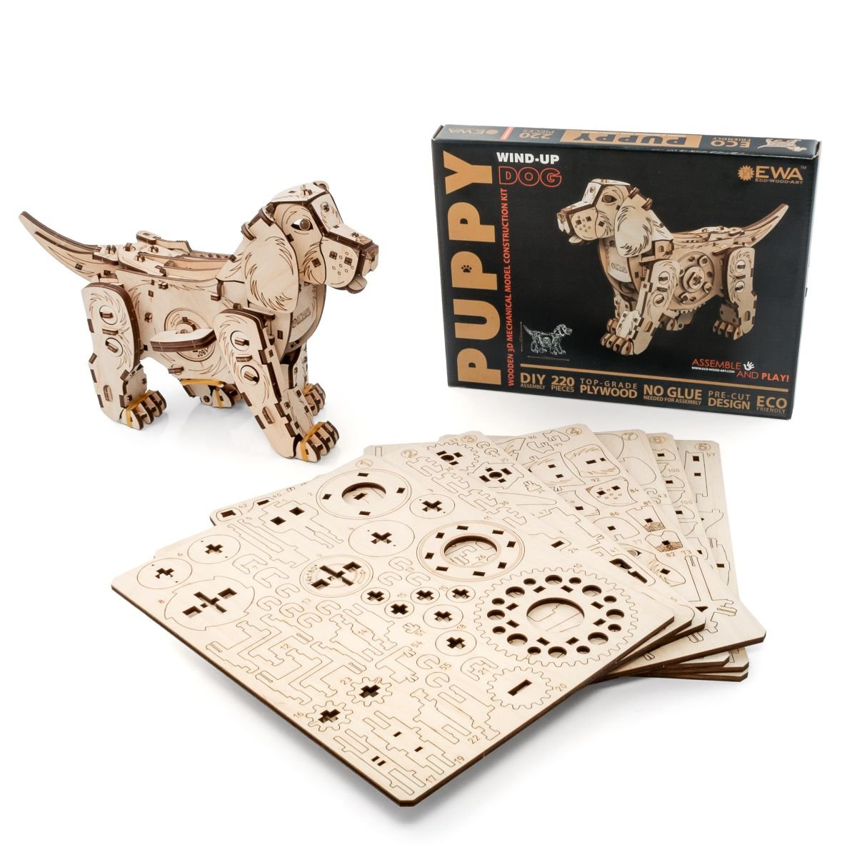 3D Wooden Model Kit | Puppy (BEW002e) – Wooden constructors | Varvikas.Shop