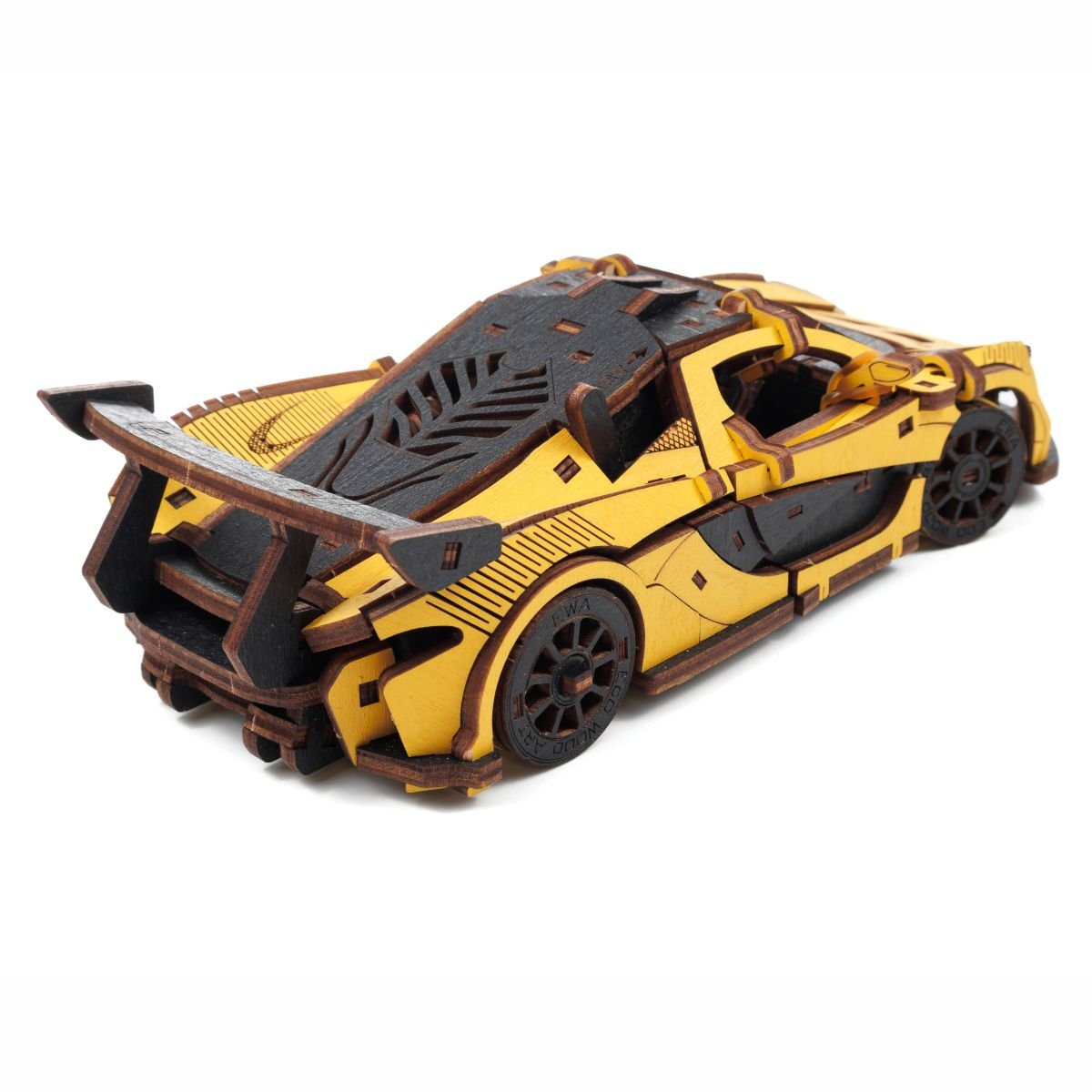3D Wooden Model Kit | Racing Car Yellow (BEW011e) – Wooden constructors | Varvikas.Shop